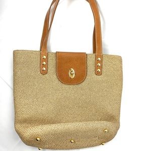 VINTAGE Eric Javits Squishee Tan woven purse bag
